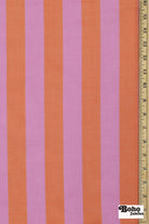 Pink and Orange 1 3/8" Wide Striped Cotton Shirting Woven Fabric - Boho Fabrics - Woven, Fabric
