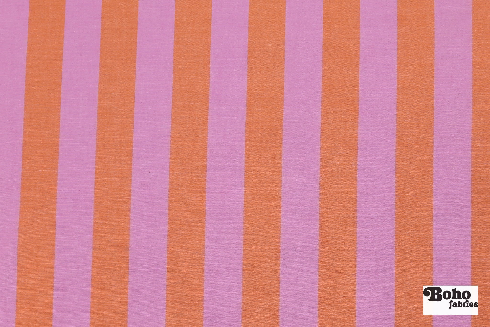 Pink and Orange 1 3/8" Wide Striped Cotton Shirting Woven Fabric - Boho Fabrics - Woven, Fabric