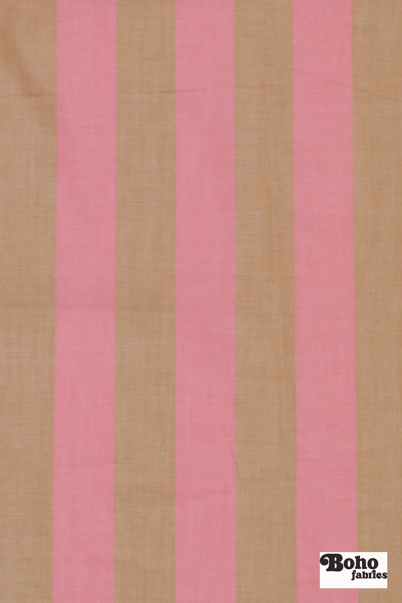 Pink and Tan 1" Wide Striped Cotton Shirting Woven Fabric - Boho Fabrics - Shirting, Woven
