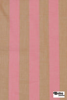 Pink and Tan 1" Wide Striped Cotton Shirting Woven Fabric - Boho Fabrics - Shirting, Woven