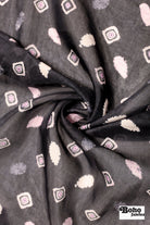 Pink & Black Concentric Diamonds Silk Fabric Pre - Cuts - Boho Fabrics - Woven Fabric