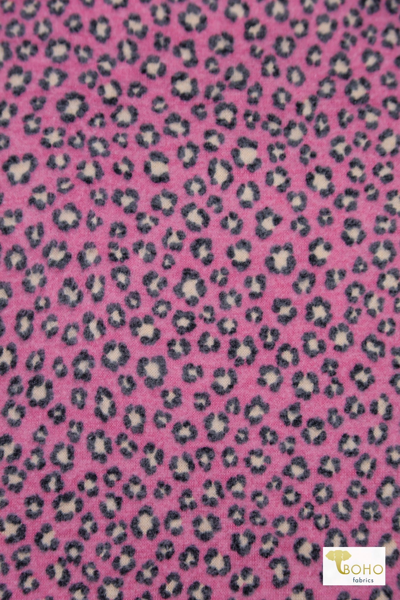 Pink Cheetah, Printed Brushed Sweater Knit Fabric - Boho Fabrics - Sweater Prints, Knit Fabric