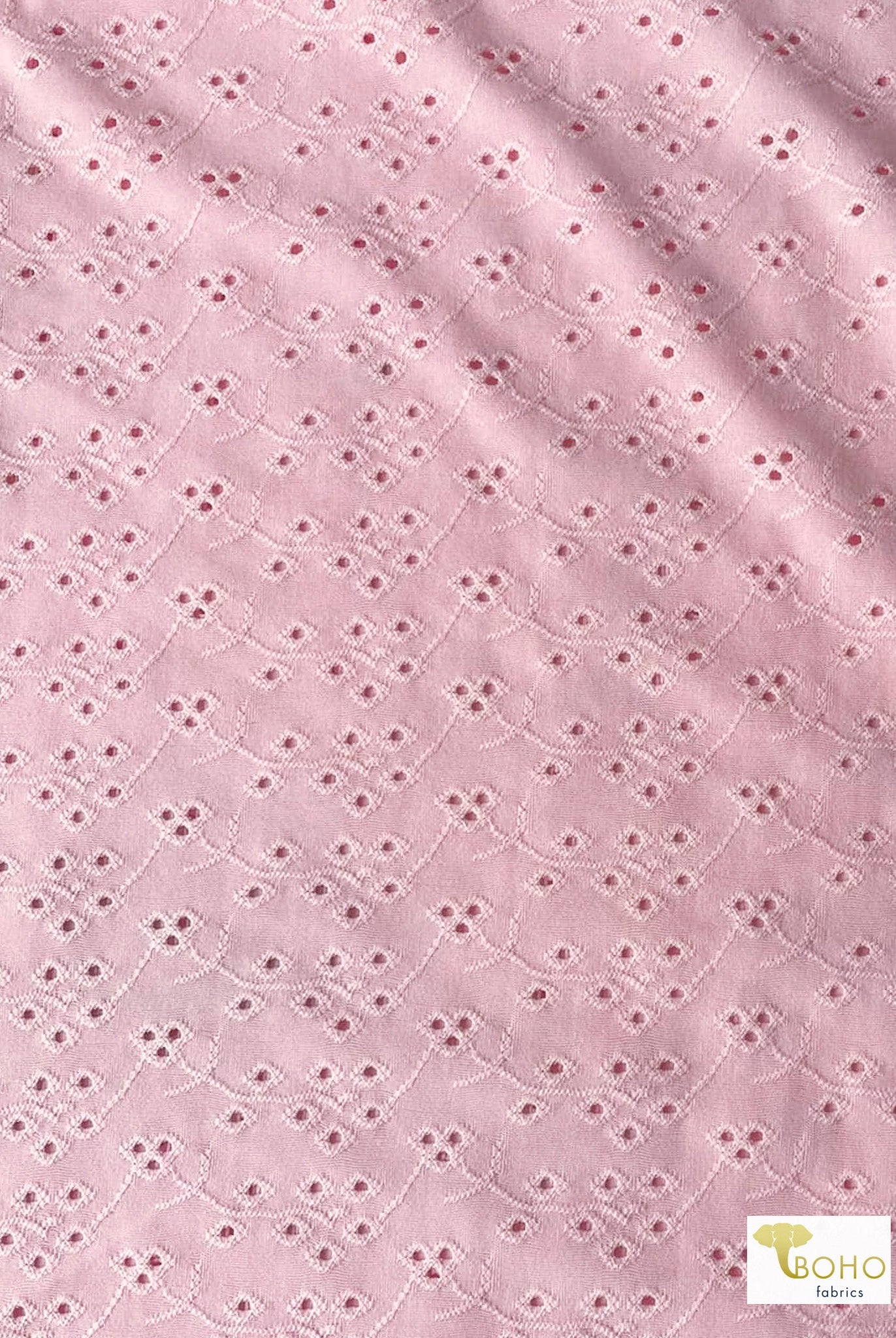 Pink, Eyelet Knit Fabric - Boho Fabrics - Jacquard Knit Fabric