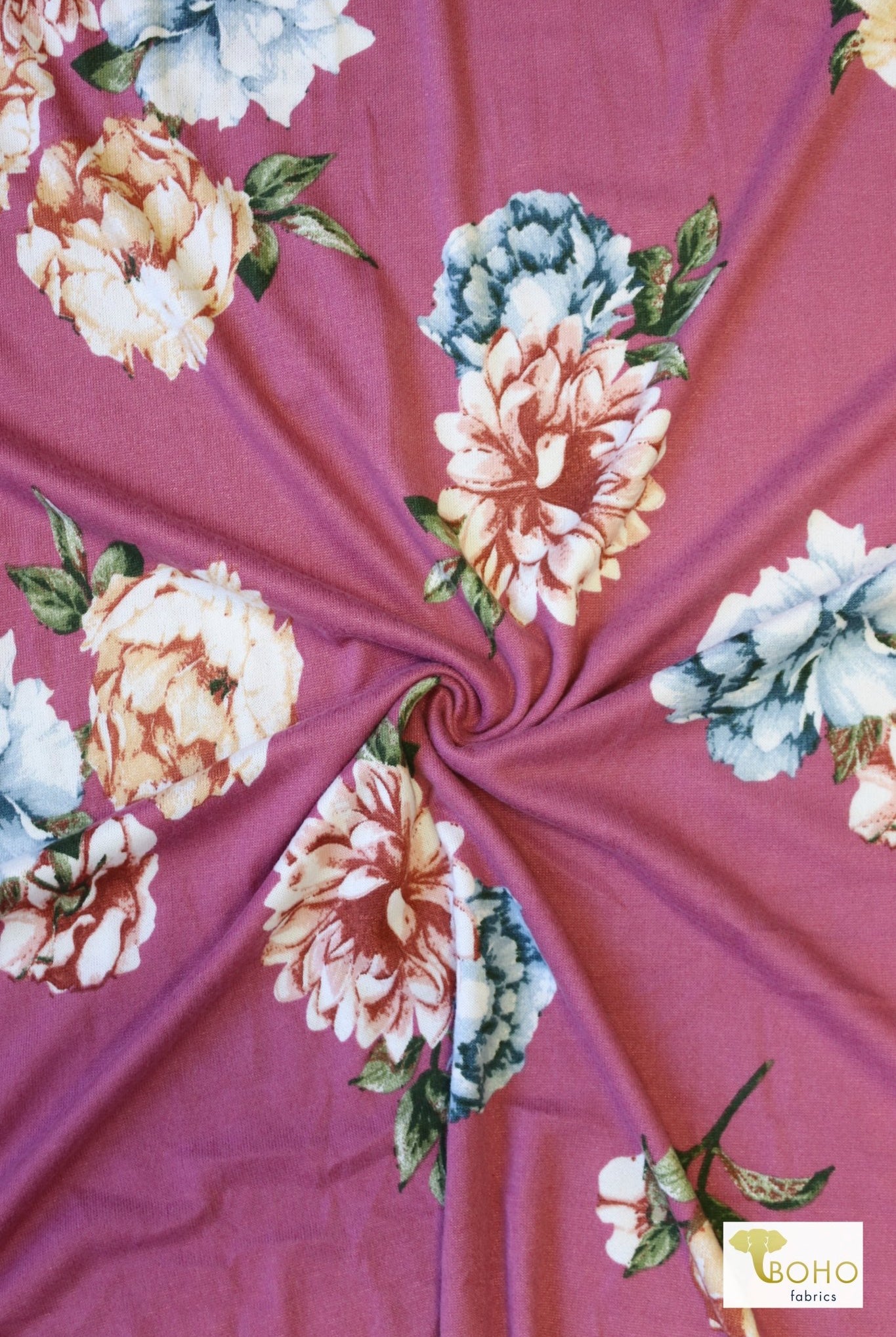 Pink Florals, Printed Sweater Knit Fabric - Boho Fabrics