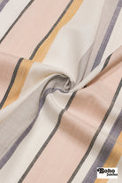 Pink & Gray, Variegated Striped Shirting, Woven Fabric - Boho Fabrics - Shirting, Woven