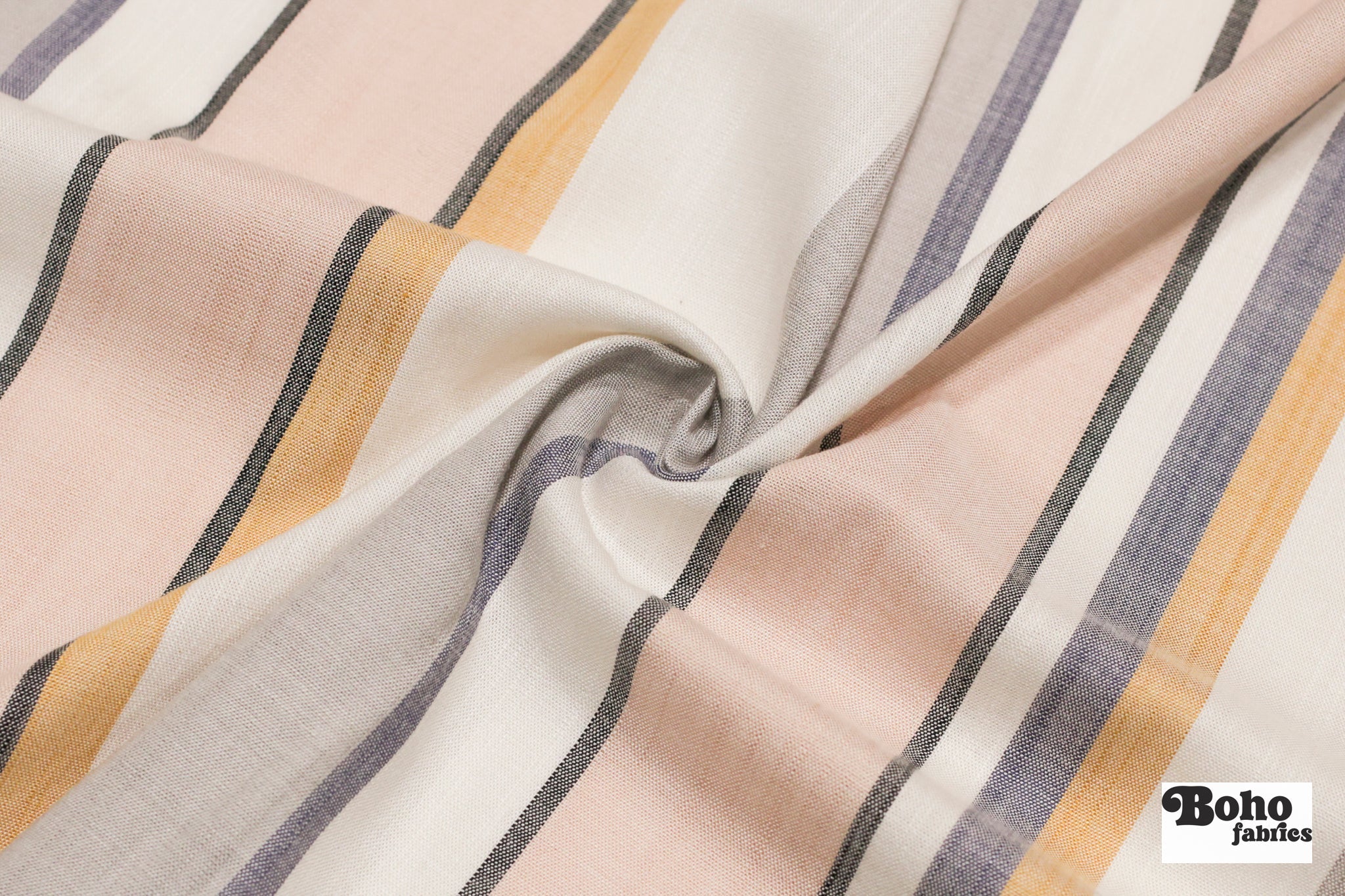 Pink & Gray, Variegated Striped Shirting, Woven Fabric - Boho Fabrics - Shirting, Woven