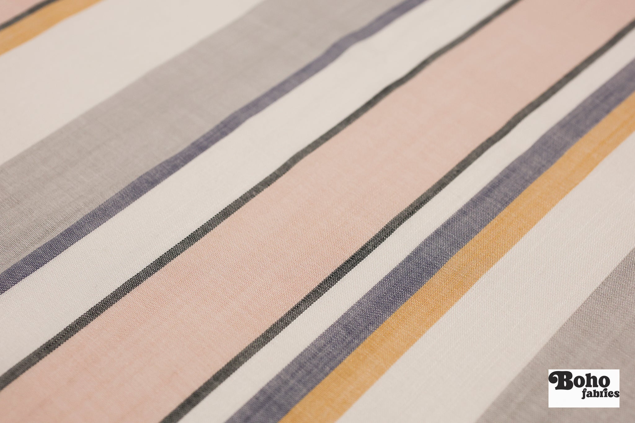 Pink & Gray, Variegated Striped Shirting, Woven Fabric - Boho Fabrics - Shirting, Woven
