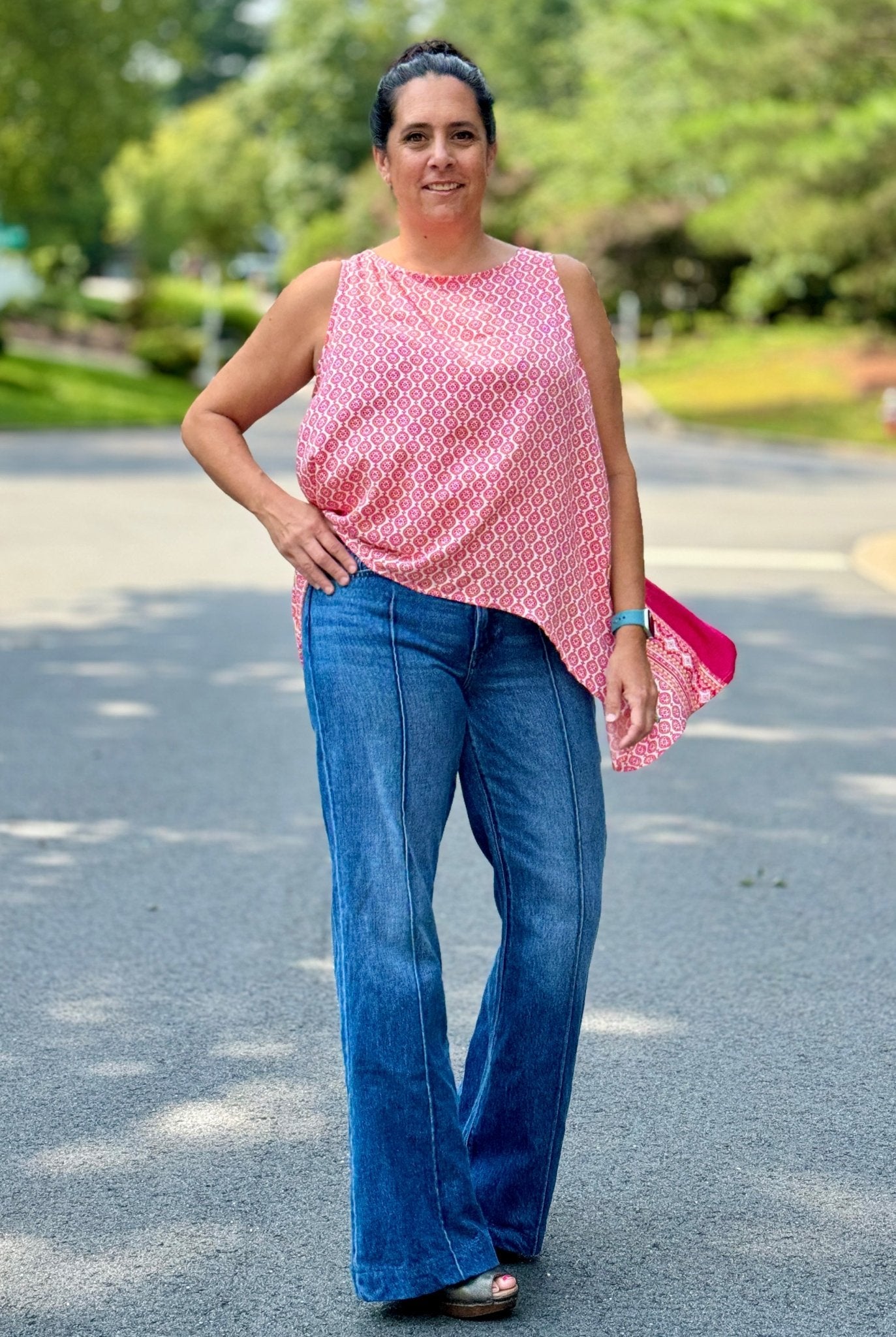 Pink Ibiza, Double Border, Rayon Challis Woven Print - Boho Fabrics - Challis, Woven