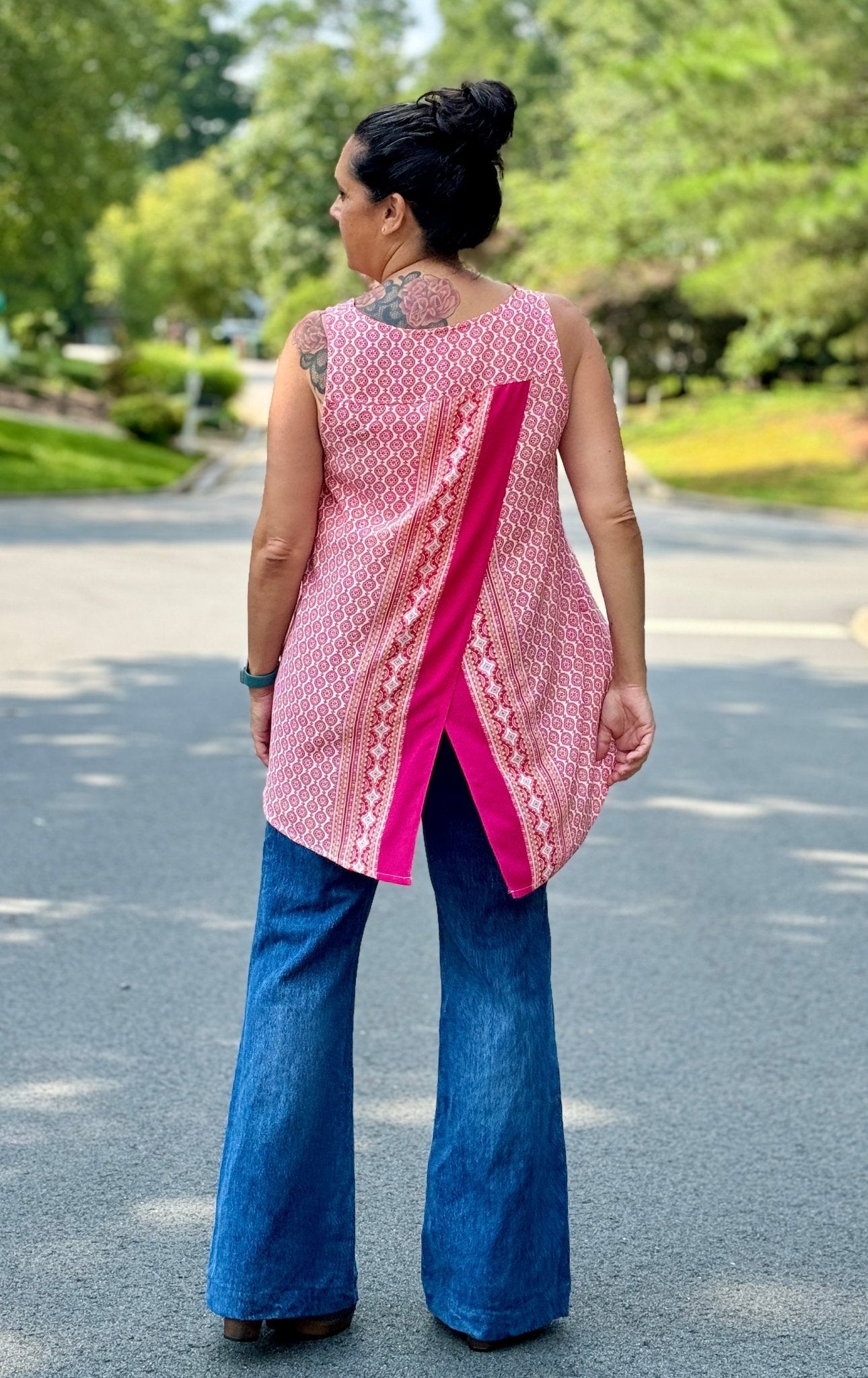 Pink Ibiza, Double Border, Rayon Challis Woven Print - Boho Fabrics - Challis, Woven