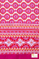 Pink Ibiza, Double Border, Rayon Challis Woven Print - Boho Fabrics