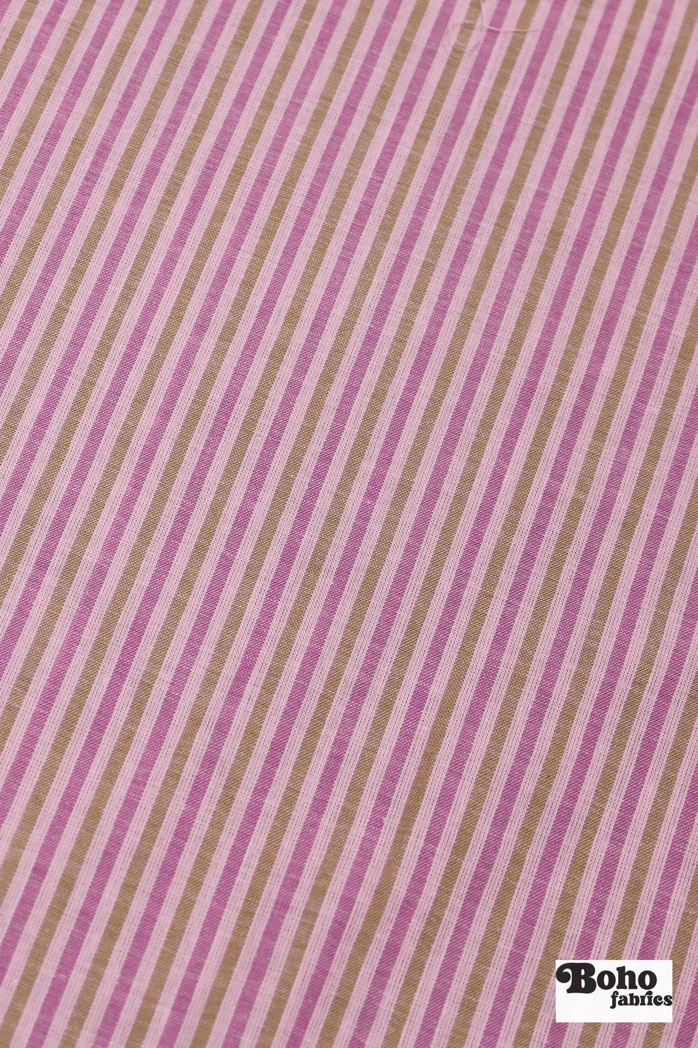 Pink & Khaki Stripes Woven Fabric - Boho Fabrics - Woven Fabric