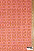 Pink & Orange, Geometric Linen-Look Woven Fabric - Boho Fabrics - Home Dec. & Upholstery Fabric