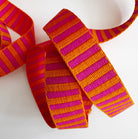 Pink Orange Jacquard Woven Stripes Webbing – 1" Wide, Sold Per Yard. - Boho Fabrics - Bag Making Supplies