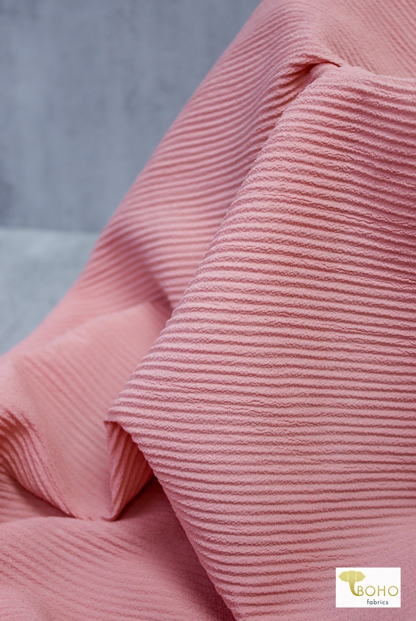 Pink, Pleated Woven - Boho Fabrics