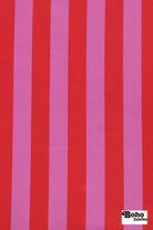 Pink & Red 1 1/8" Striped Cotton Twill Woven Fabric - Boho Fabrics - Twill, Woven