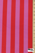 Pink & Red 1 1/8" Striped Cotton Twill Woven Fabric - Boho Fabrics - Twill, Woven