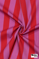 Pink & Red 1 1/8" Striped Cotton Twill Woven Fabric - Boho Fabrics - Twill, Woven