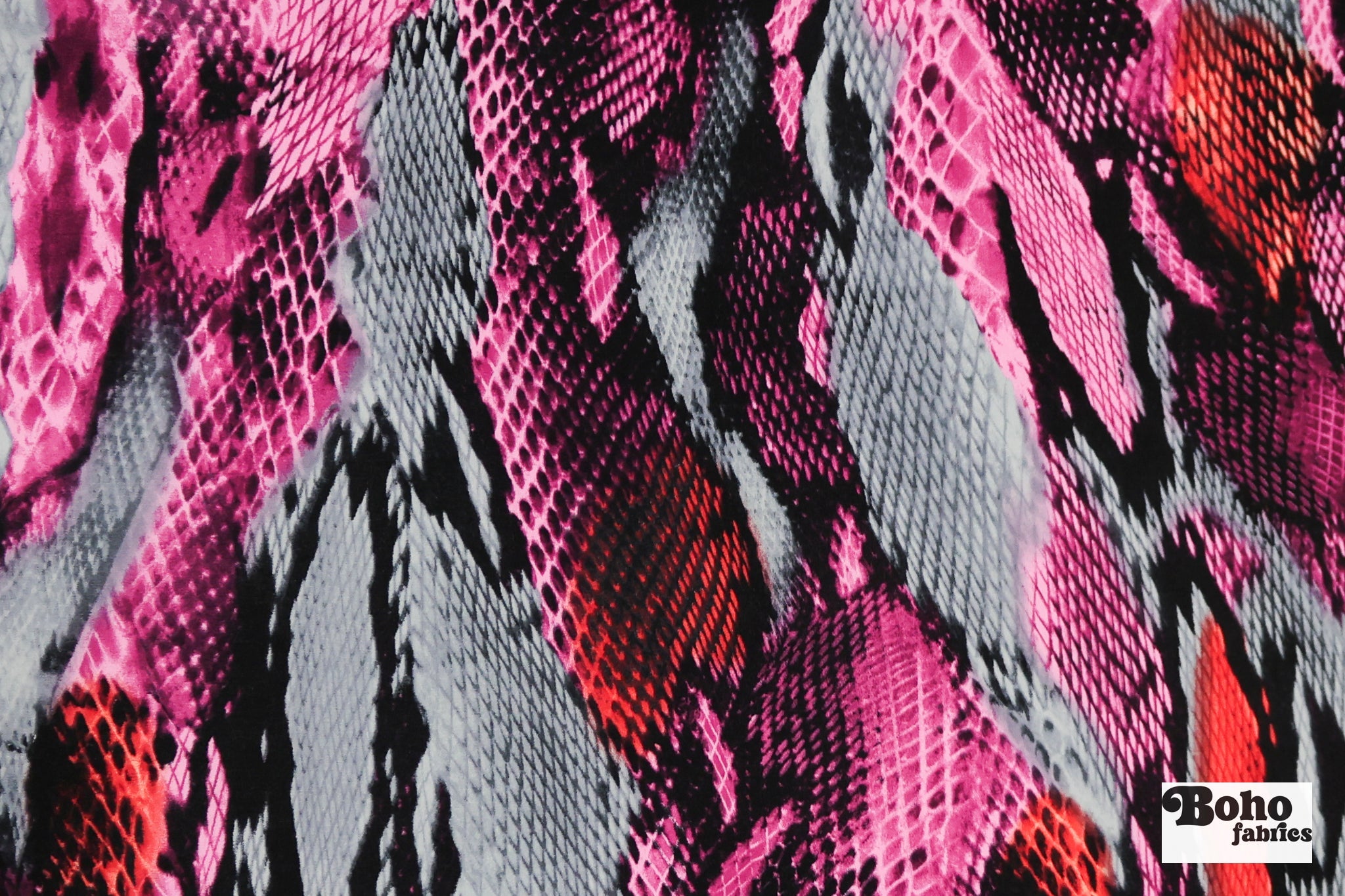 Pink & Red Snake Print, Rayon Spandex Jersey Knit Fabric - Boho Fabrics - Rayon Jersey Solid, Knit Fabric