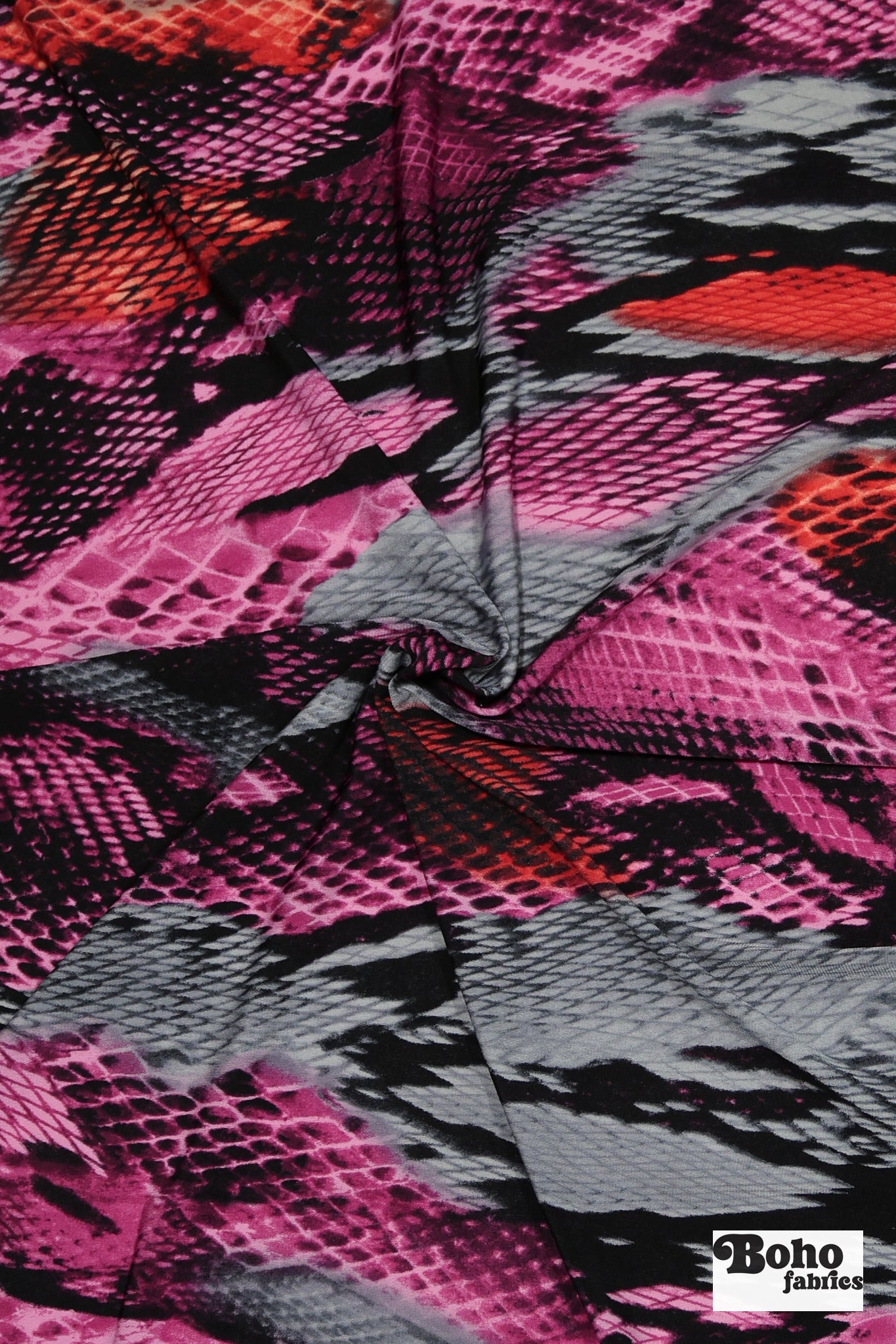 Pink & Red Snake Print, Rayon Spandex Jersey Knit Fabric - Boho Fabrics - Rayon Jersey Solid, Knit Fabric