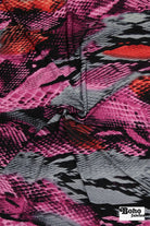 Pink & Red Snake Print, Rayon Spandex Jersey Knit Fabric - Boho Fabrics - Rayon Jersey Solid, Knit Fabric