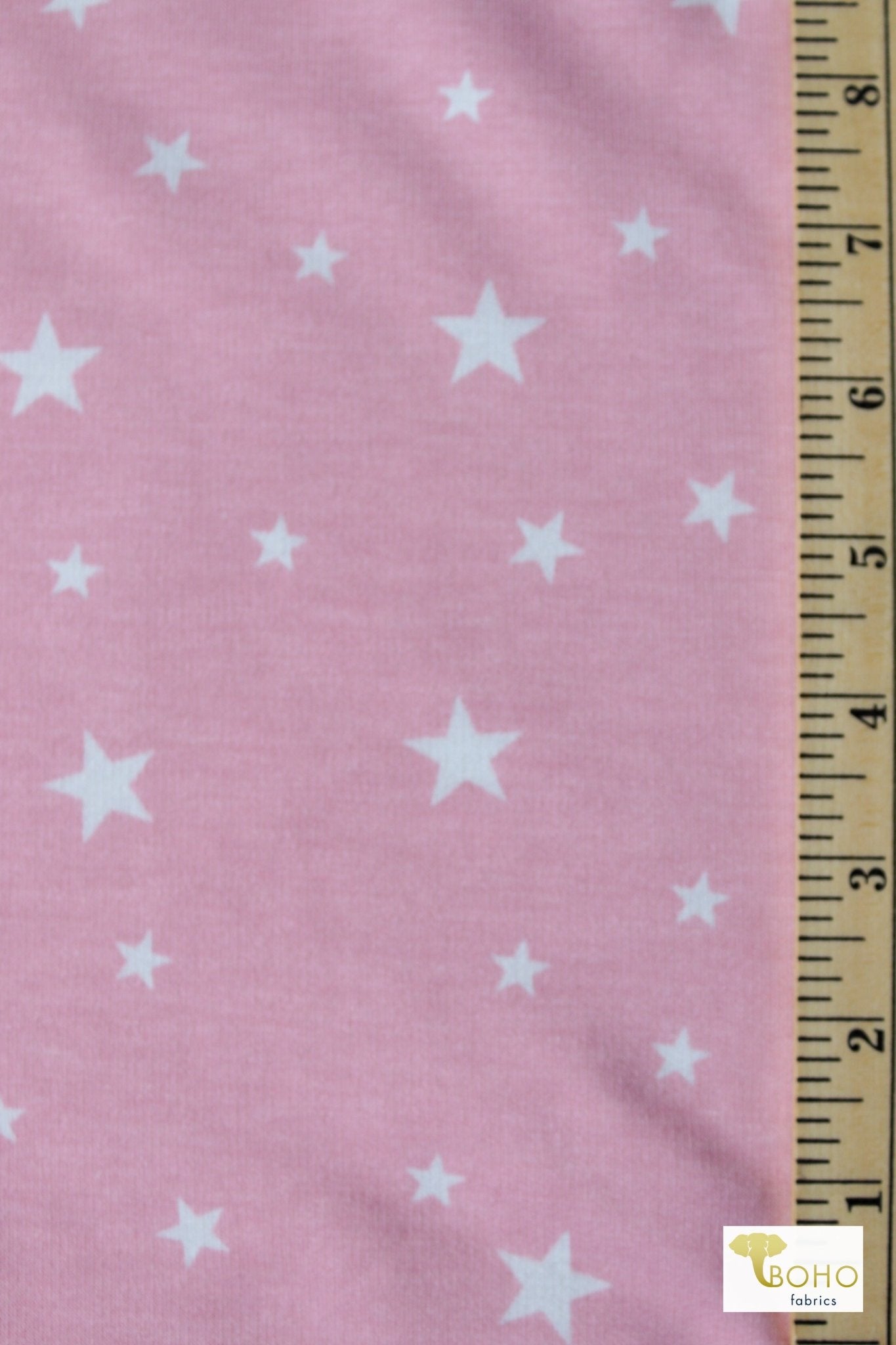 Pink Stars, French Terry Print - Boho Fabrics