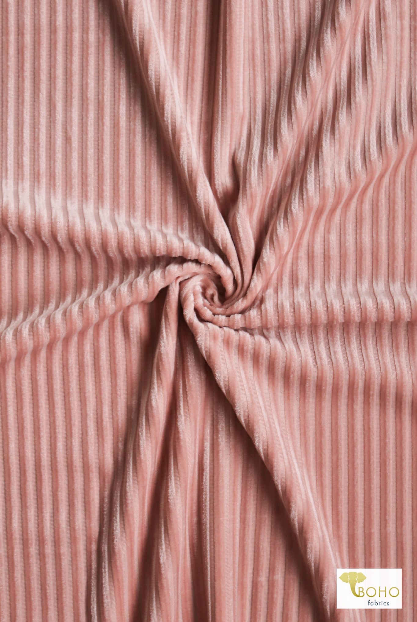 Pink Stretch Velvet Vertical Stripes Knit - Boho Fabrics