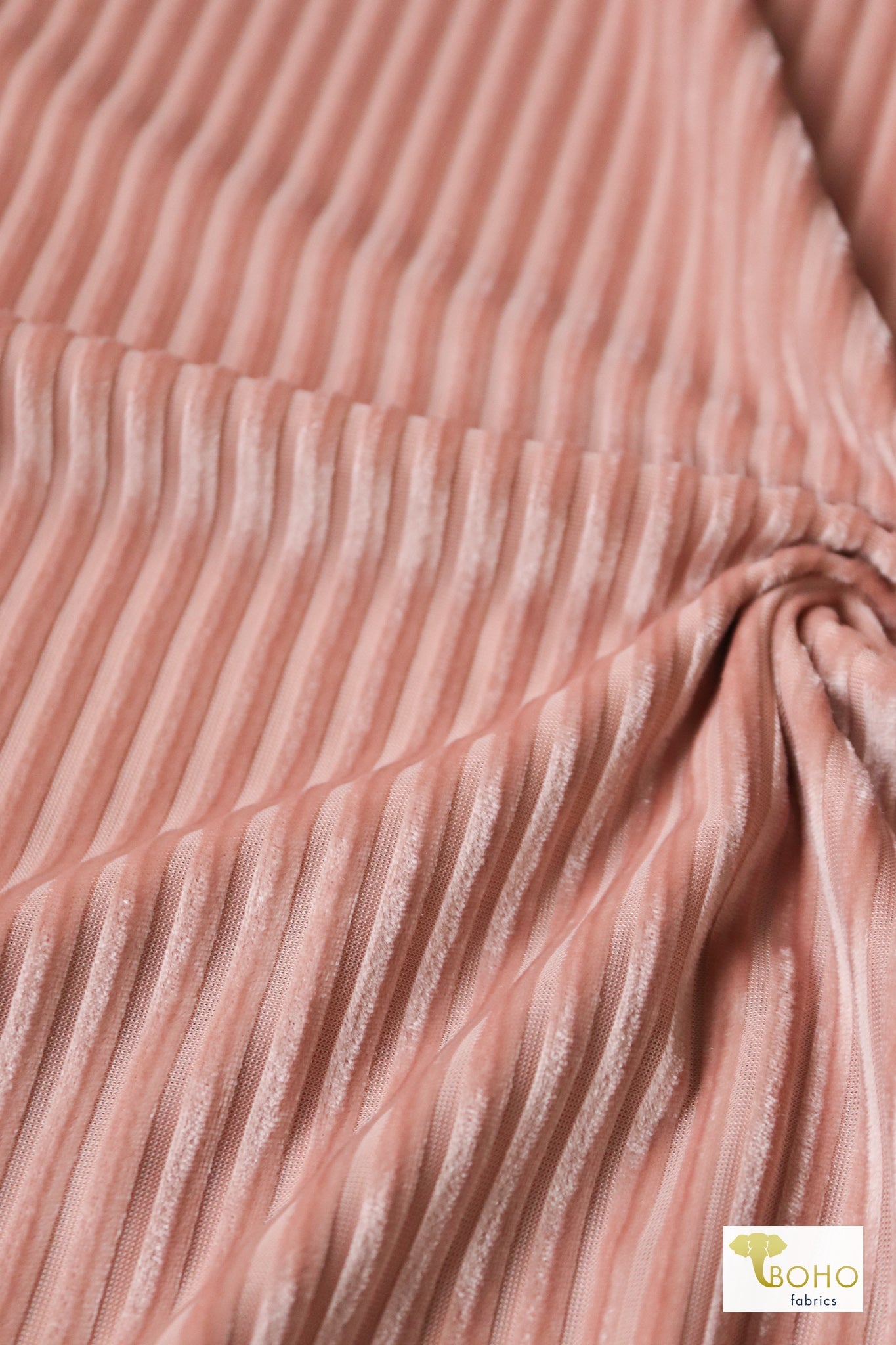 Pink Stretch Velvet Vertical Stripes Knit - Boho Fabrics