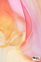 Pink & Yellow Gradient Organza Woven Fabric - Boho Fabrics - Organza, Woven Fabric