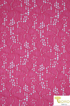 Pinwheel Florals in Pink. Stretch Lace Knit. SL-117-PNK - Boho Fabrics