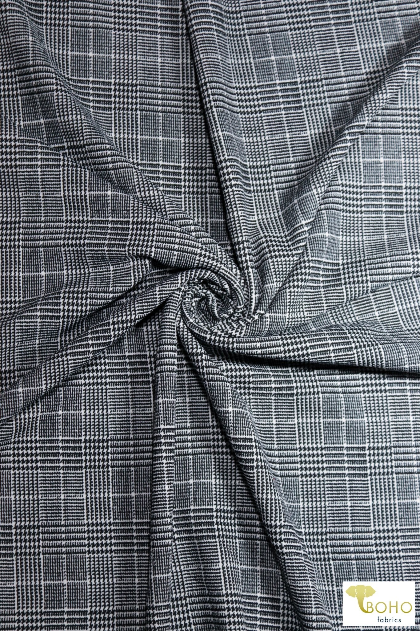 Plaid & Houndstooth, Poly Crepe Knit. - Boho Fabrics