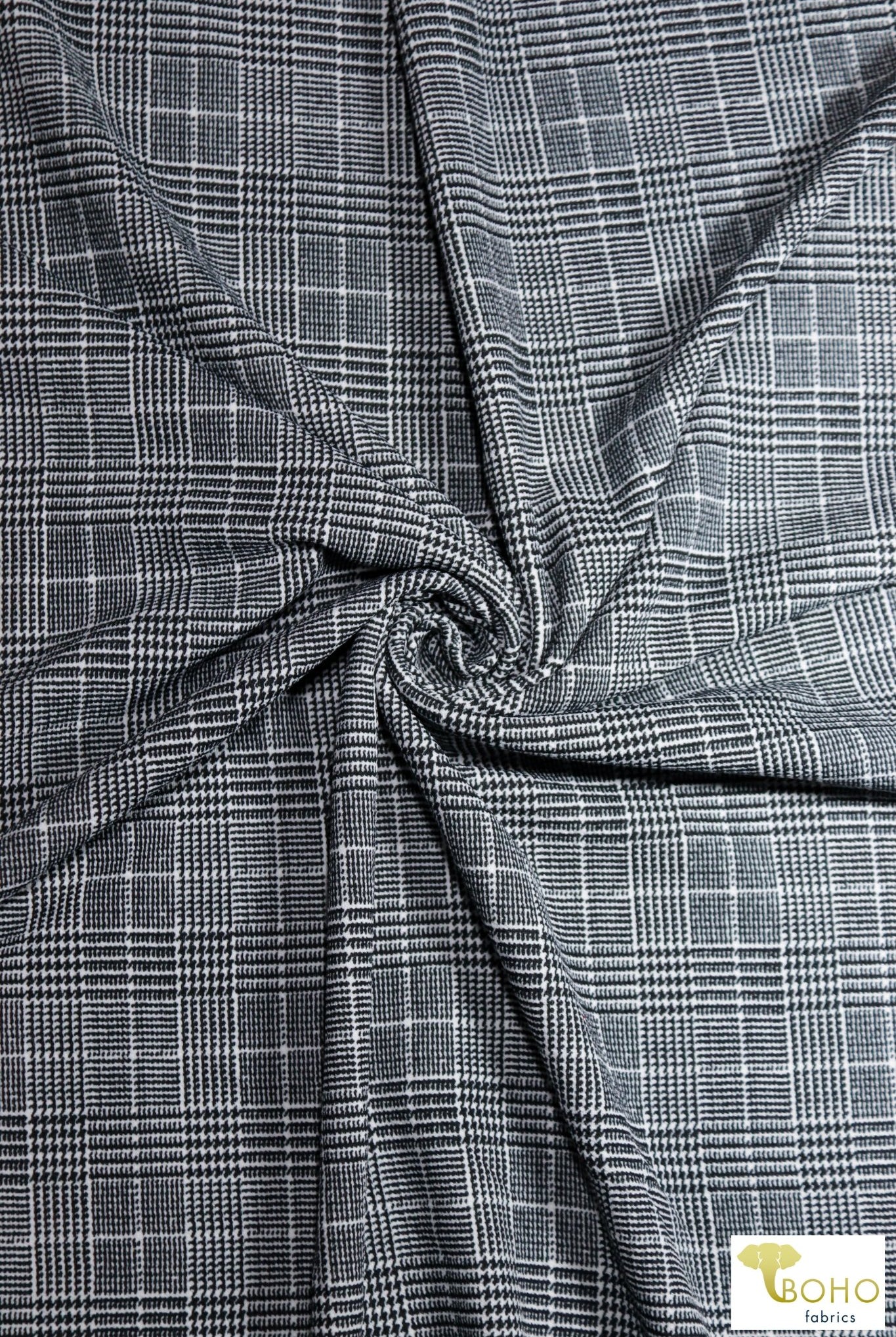 Plaid & Houndstooth, Poly Crepe Knit. - Boho Fabrics