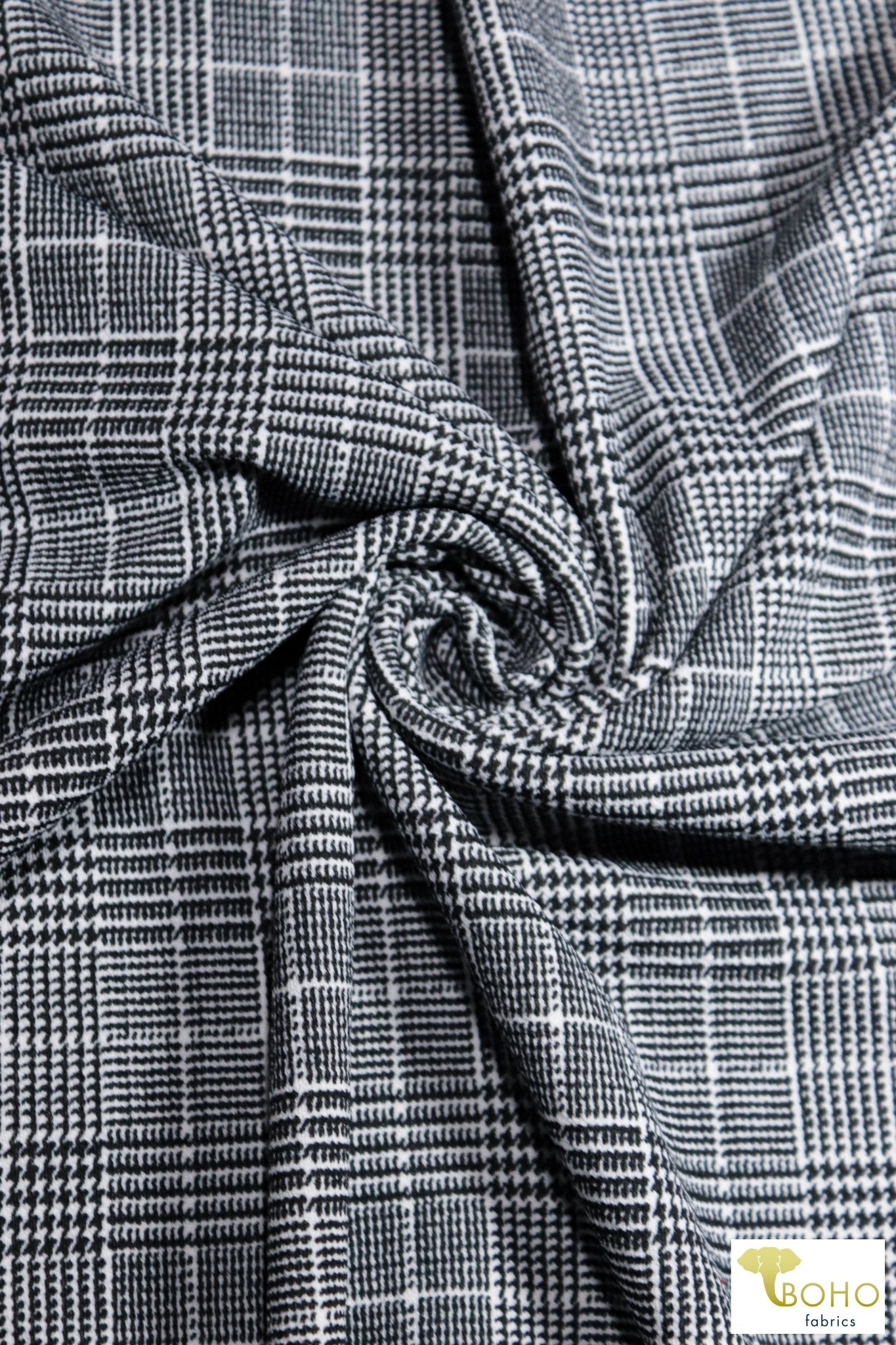 Plaid & Houndstooth, Poly Crepe Knit. - Boho Fabrics