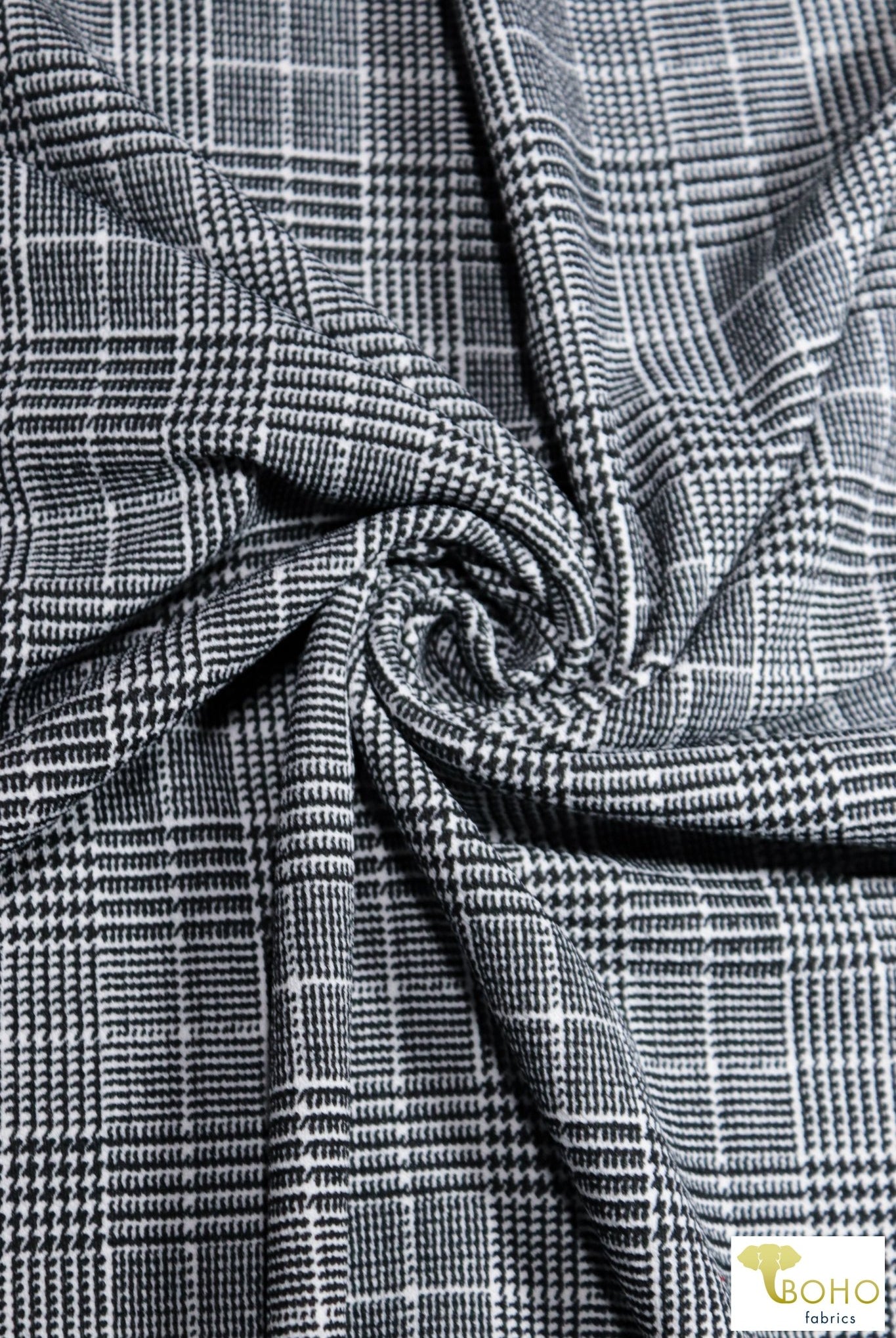 Plaid & Houndstooth, Poly Crepe Knit. - Boho Fabrics