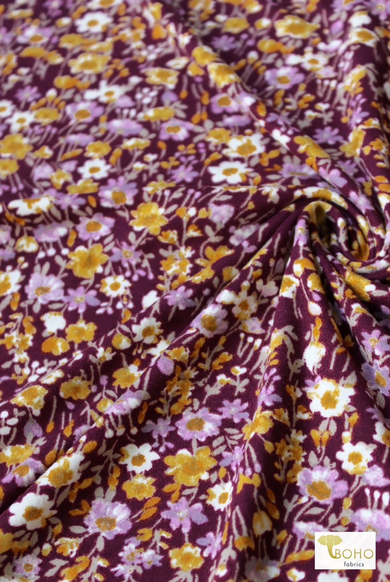 Plum Fields, Double Brushed Poly Knit Print - Boho Fabrics