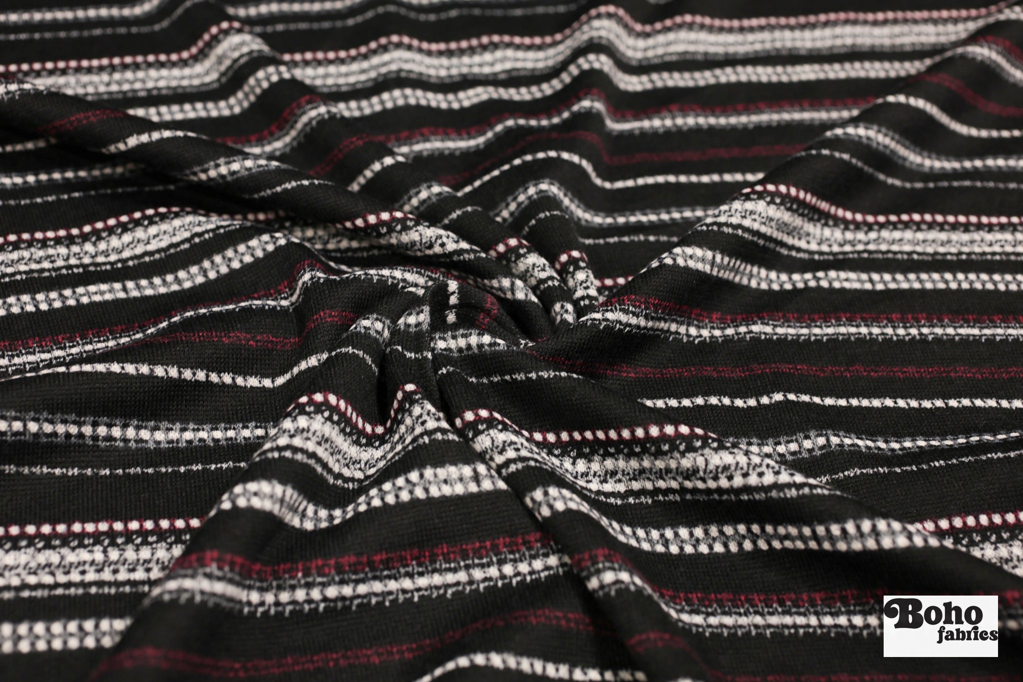Plum Stripes Sweater Knit - Boho Fabrics - Sweater Prints, Knit Fabric