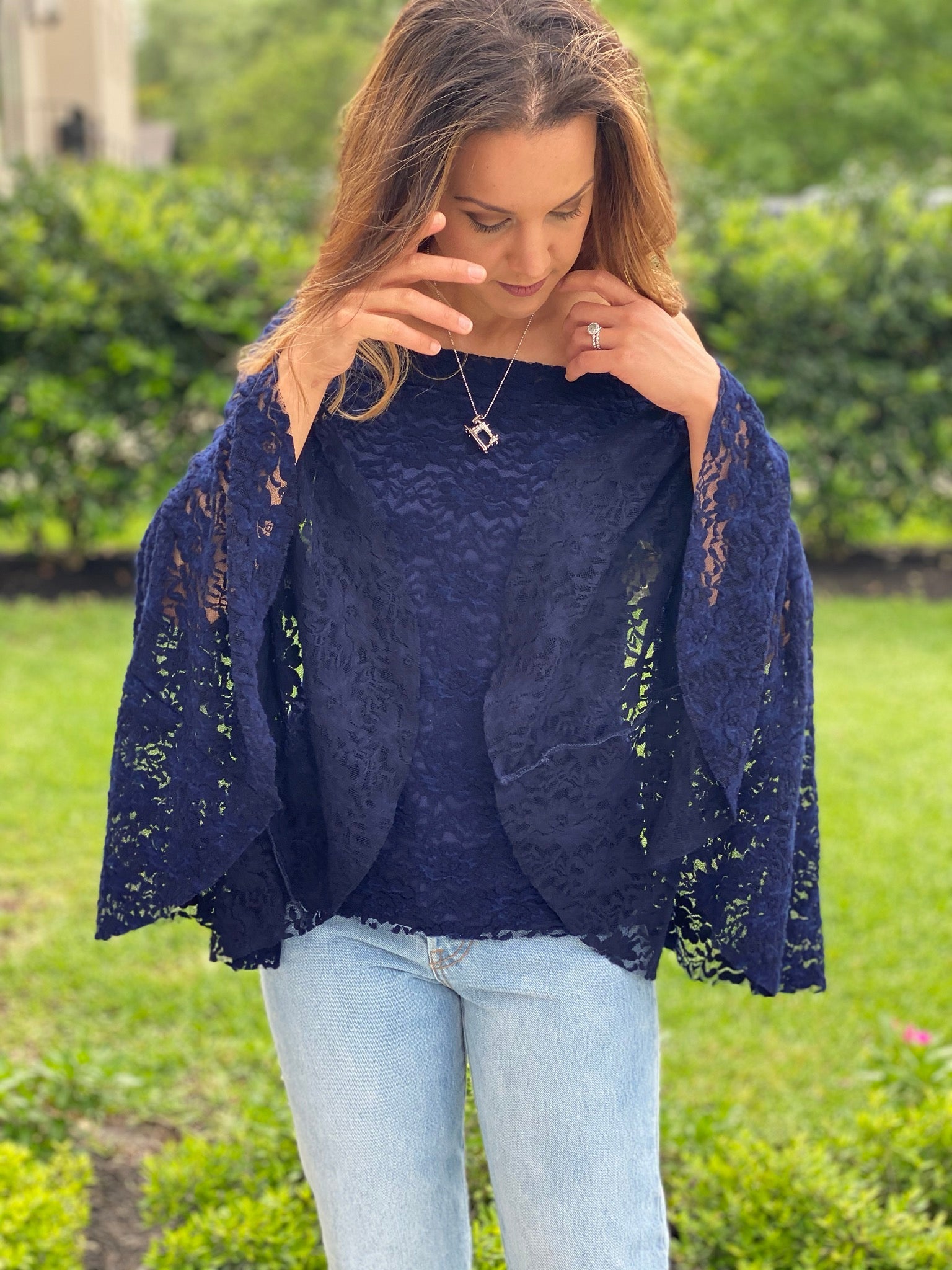 Plush Navy Florals, Stretch Lace. SL-122 - Boho Fabrics