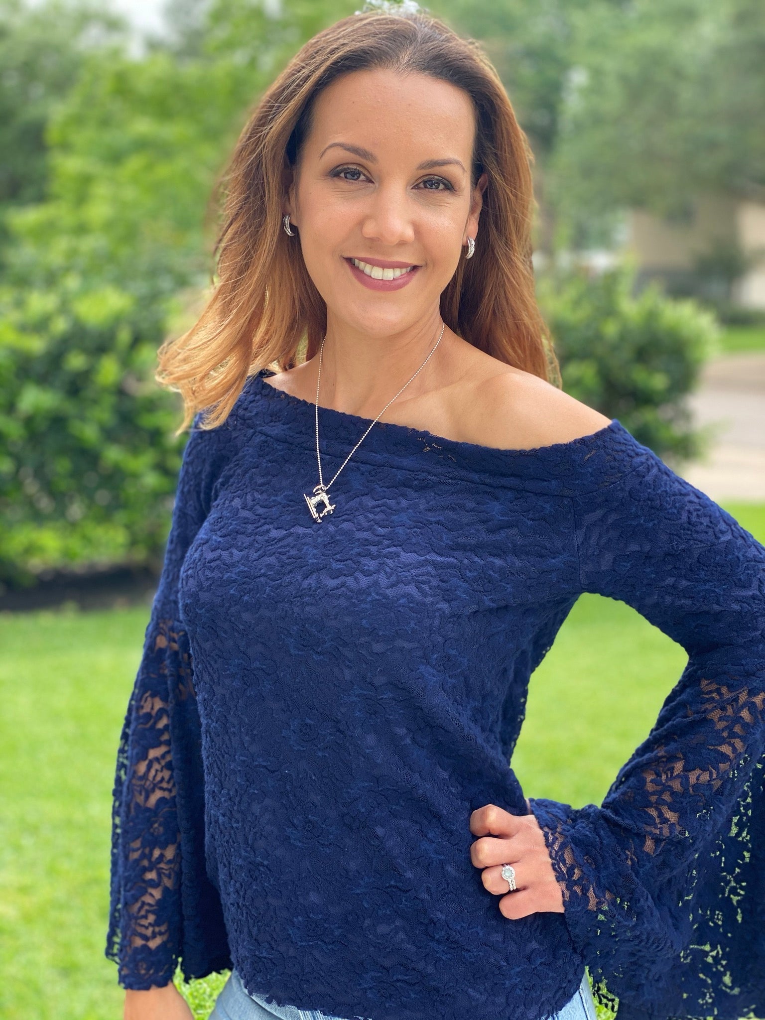 Plush Navy Florals, Stretch Lace. SL-122 - Boho Fabrics