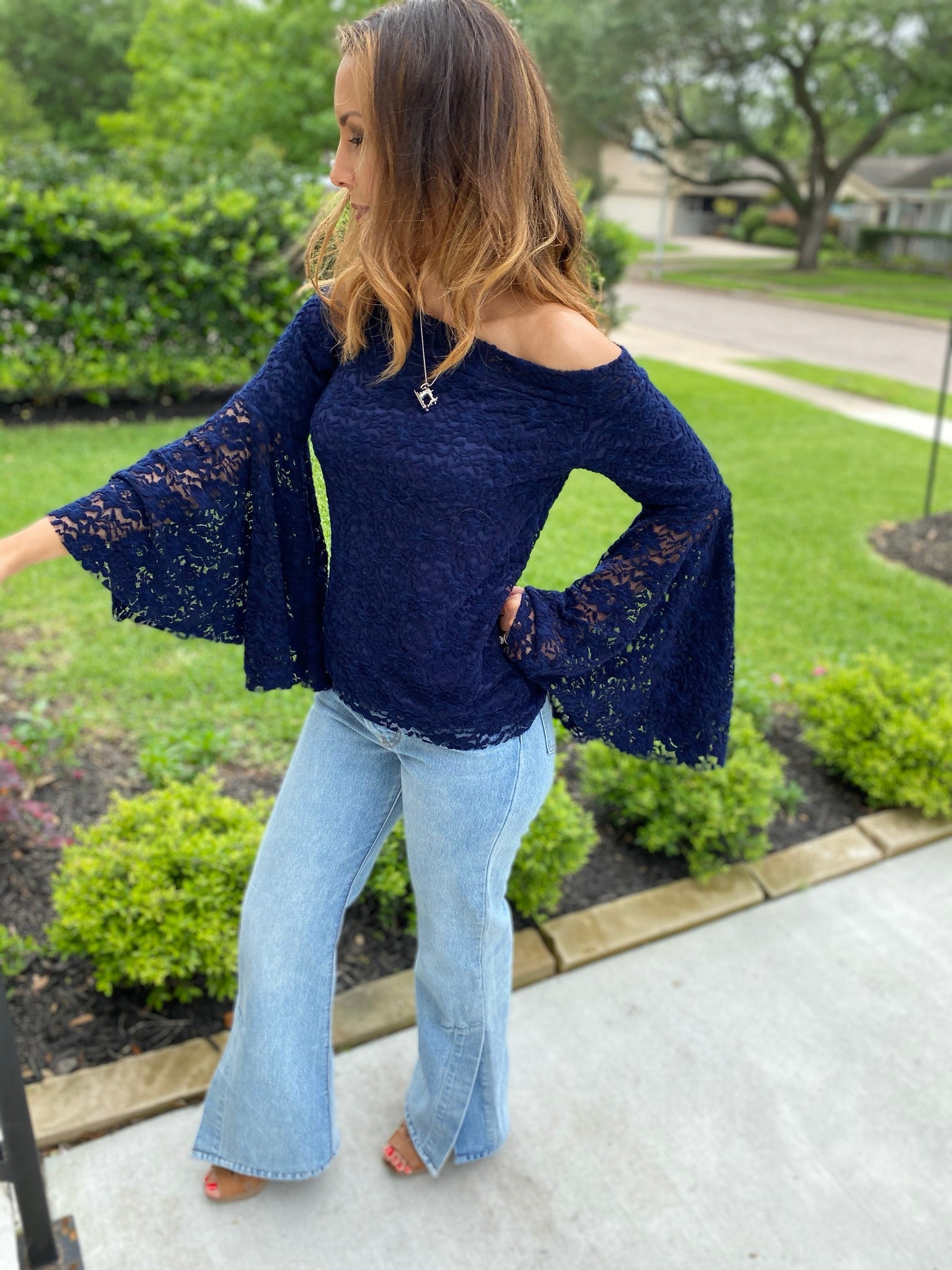 Plush Navy Florals, Stretch Lace. SL-122 - Boho Fabrics