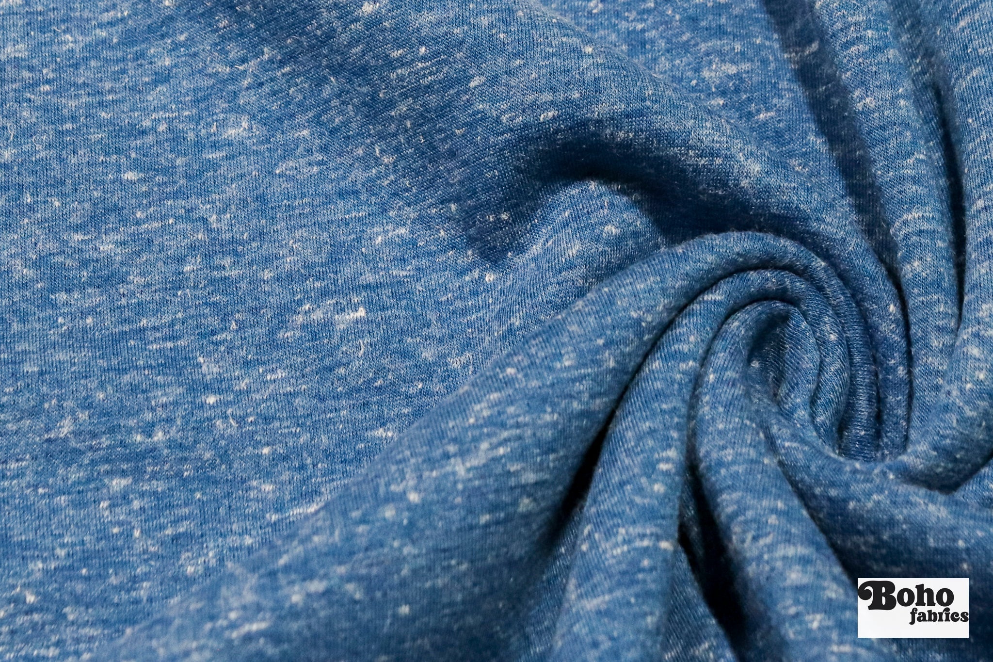 Polartec, Heathered - Blue, Flat Back, Brushed Rib Fabric - Boho Fabrics - Rib Solid, Knit Fabric