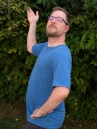 Polartec, Heathered - Blue, Flat Back, Brushed Rib Fabric - Boho Fabrics - Rib Solid, Knit Fabric