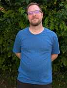 Polartec, Heathered - Blue, Flat Back, Brushed Rib Fabric - Boho Fabrics - Rib Solid, Knit Fabric