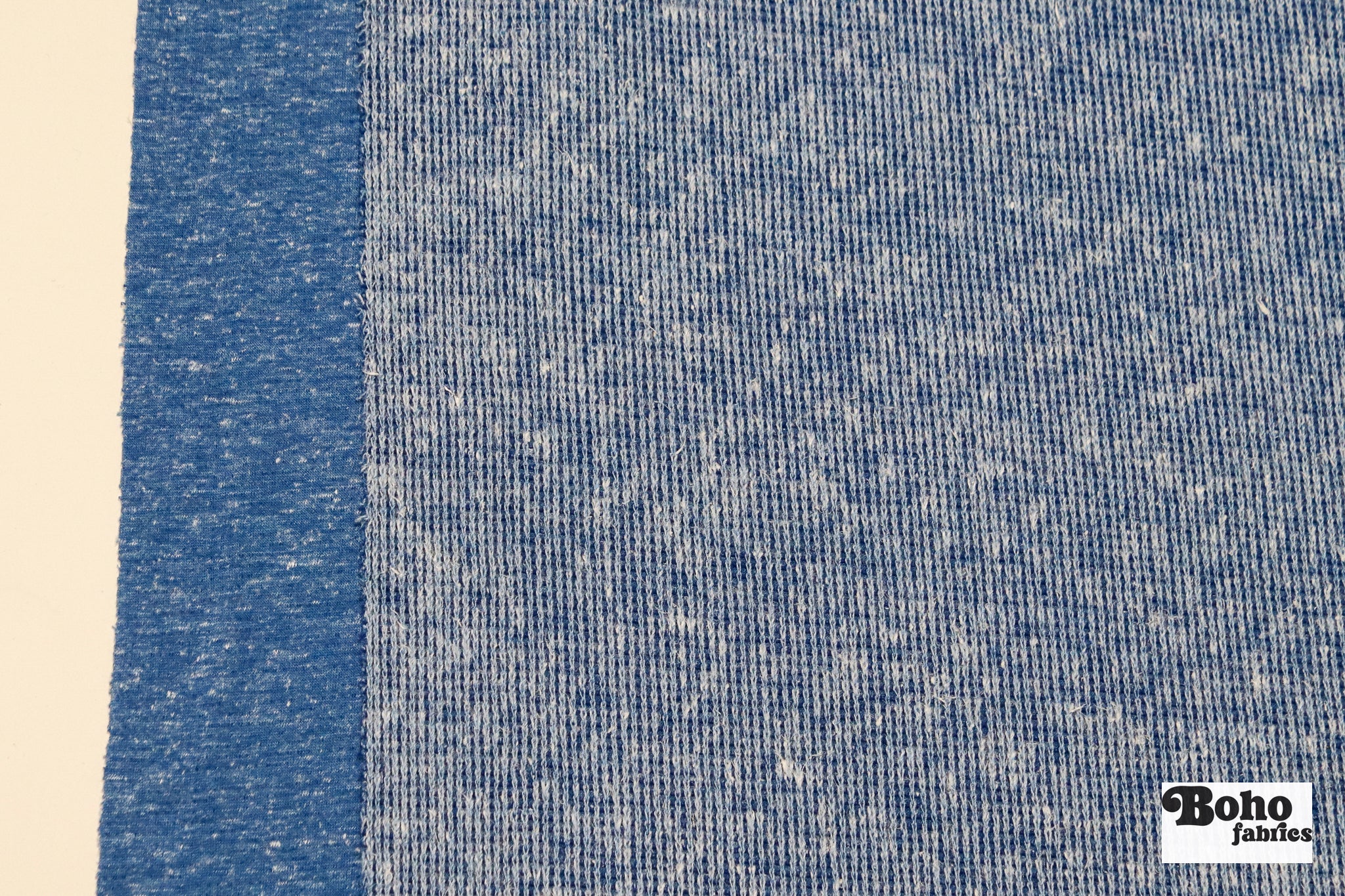 Polartec, Heathered - Blue, Flat Back, Brushed Rib Fabric - Boho Fabrics - Rib Solid, Knit Fabric