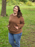 Polartec, Heathered - Brown, Flat Back, Brushed Rib Fabric - Boho Fabrics - Rib Solid, Knit Fabric