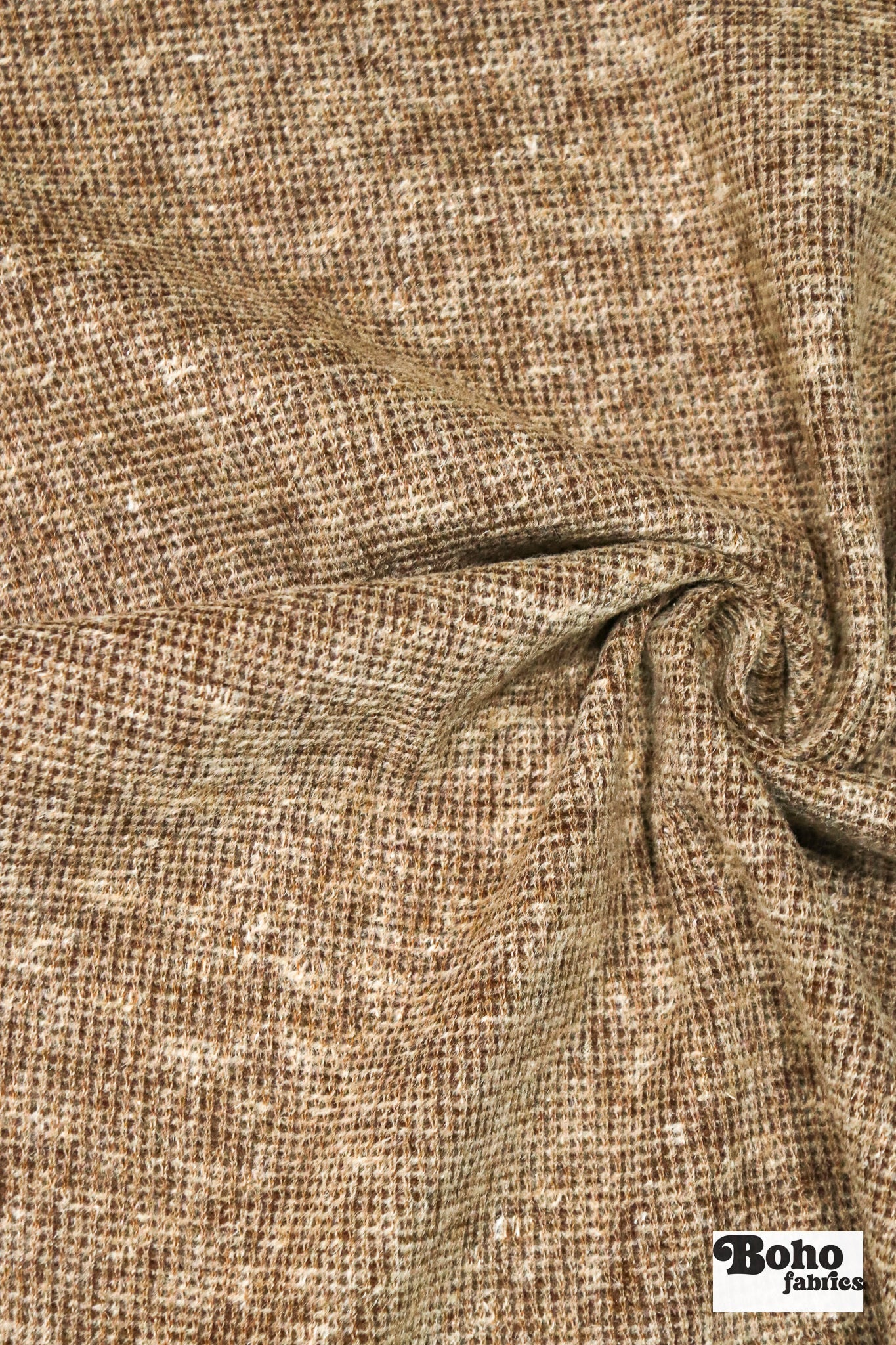 Polartec, Heathered - Brown, Flat Back, Brushed Rib Fabric - Boho Fabrics - Rib Solid, Knit Fabric
