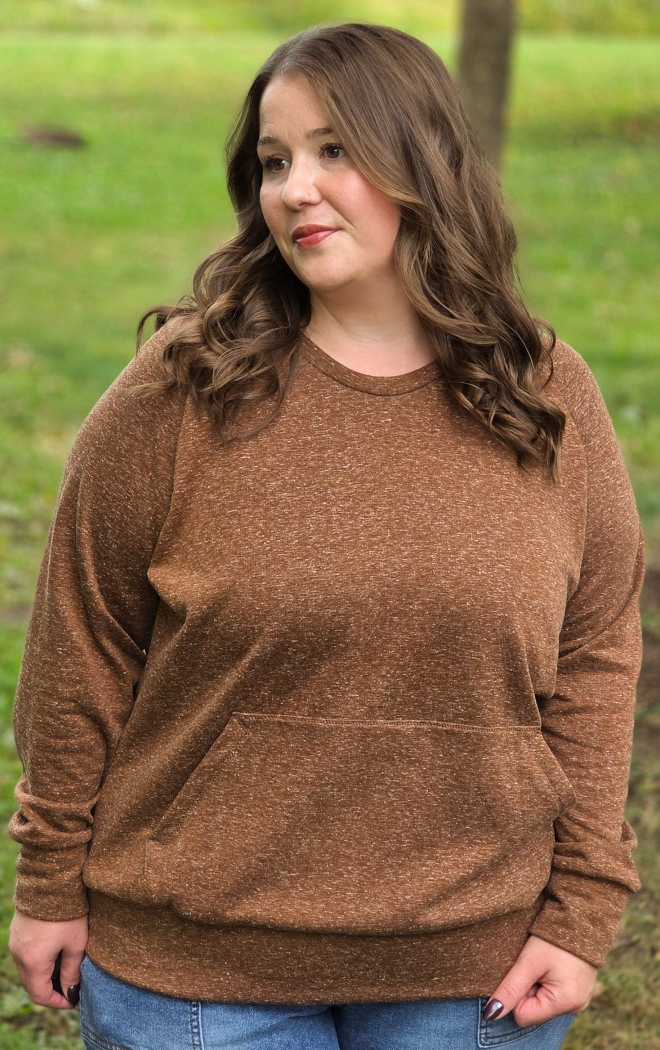 Polartec, Heathered - Brown, Flat Back, Brushed Rib Fabric - Boho Fabrics - Rib Solid, Knit Fabric