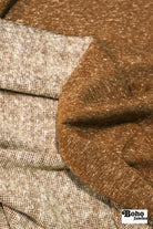 Polartec, Heathered - Brown, Flat Back, Brushed Rib Fabric - Boho Fabrics - Rib Solid, Knit Fabric