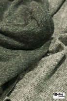 Polartec, Heathered - Hunter Green, Flat Back, Brushed Rib Fabric - Boho Fabrics - Rib Solid, Knit Fabric