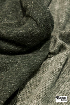 Polartec, Heathered - Hunter Green, Flat Back, Brushed Rib Fabric - Boho Fabrics - Rib Solid, Knit Fabric