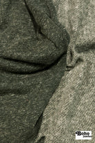 Polartec, Heathered - Hunter Green, Flat Back, Brushed Rib Fabric - Boho Fabrics - Rib Solid, Knit Fabric