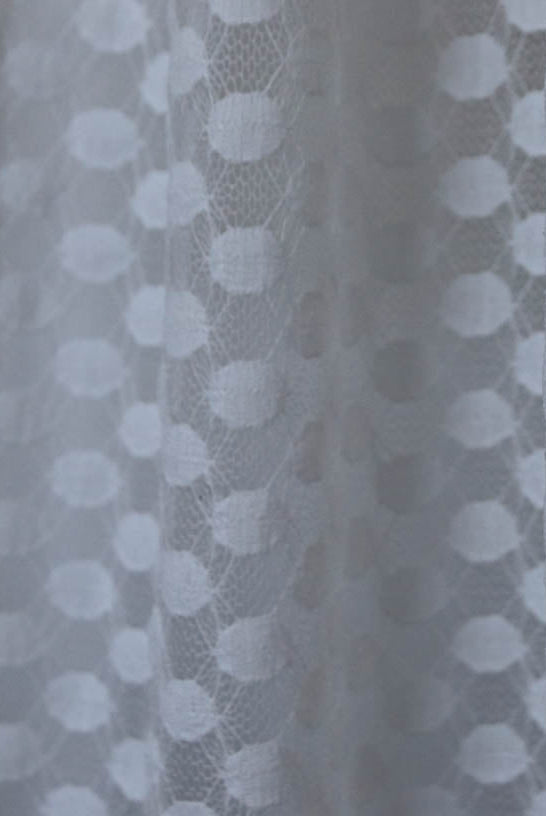Polka Dot in White. Stretch Lace. SL-107-WHT. - Boho Fabrics